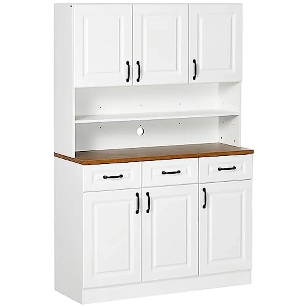 Farmhouse Storage Cabinet Buffet with Hutch Microwave Cabinet 71