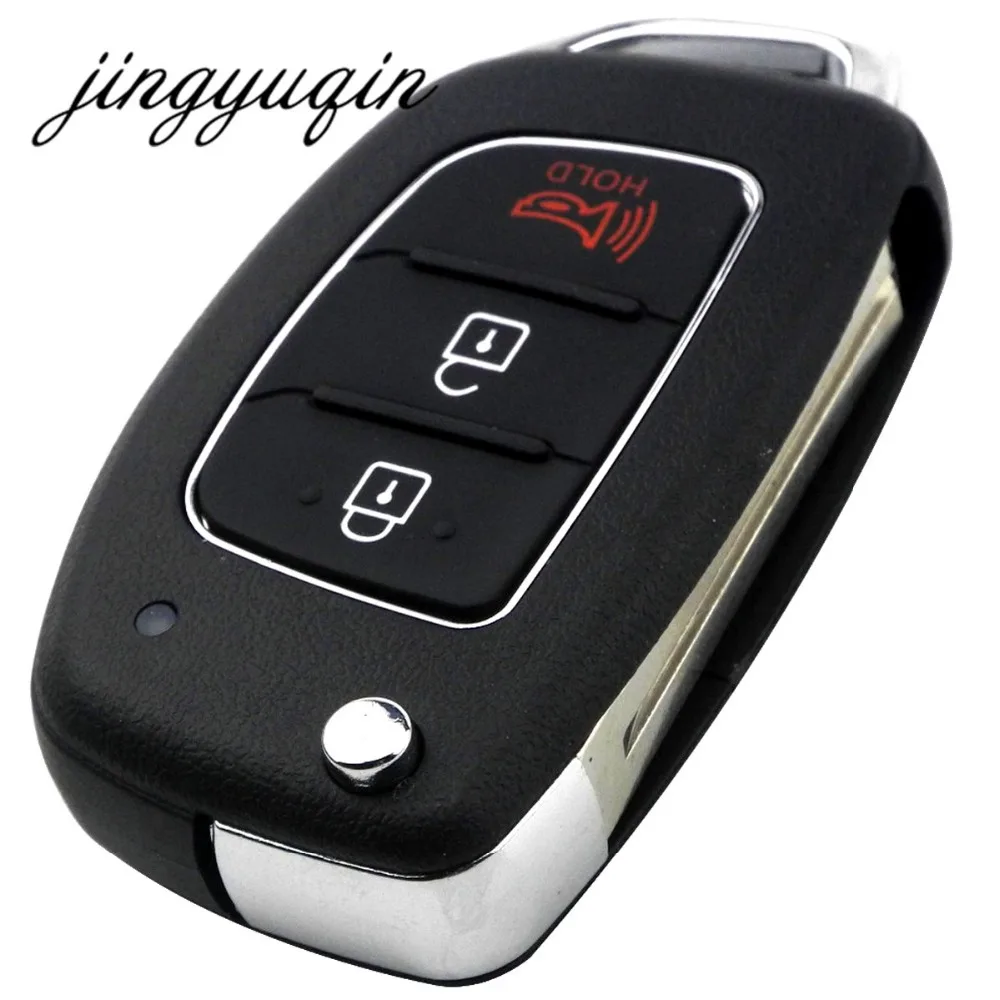 jingyuqin 3/4 Buttons Flip Folding Remote Key Fob Shell For Hyundai HB20 SANTA FE IX35 IX45 Accent I40 TOY40 Key Case