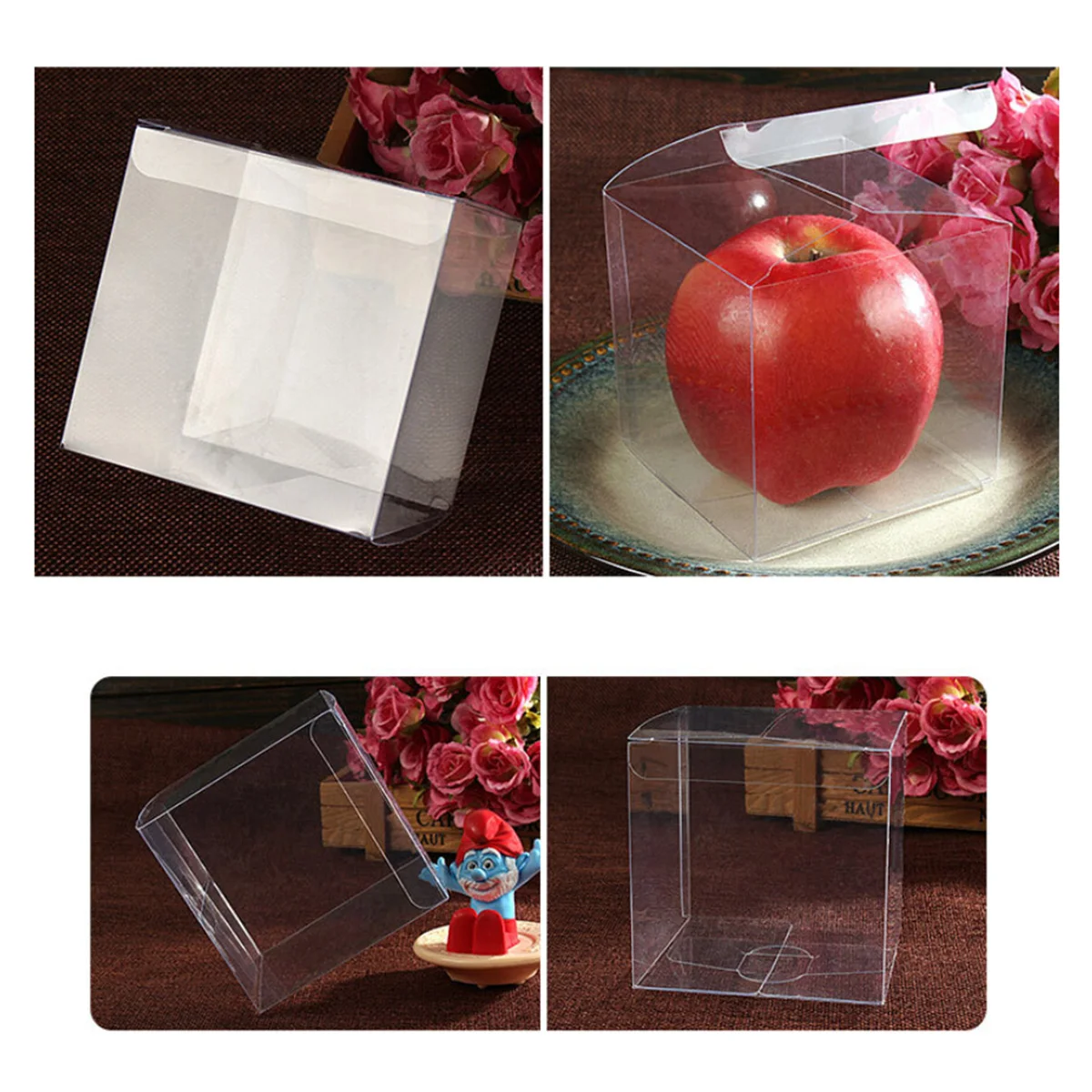 10pcs Transparent Cube Box Clear Candy Treat Box Plastic Gift Packing Box for Baby Shower Wedding Birthday Party - 10x10x10cm