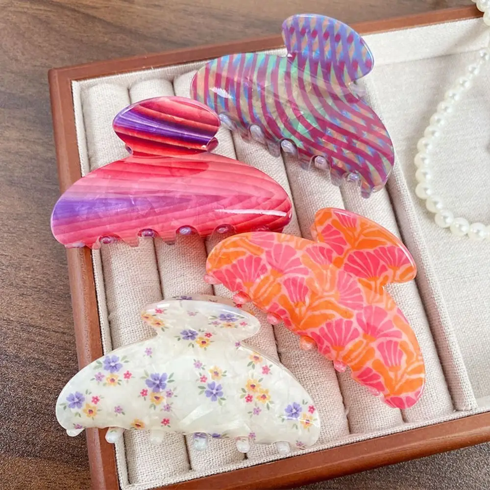 Sweet Colorful Flower Hair Claw Acrylic Headwear Hair Claw Clip Ponytail Holder Korean Style Acrylic Shark Clip Daily