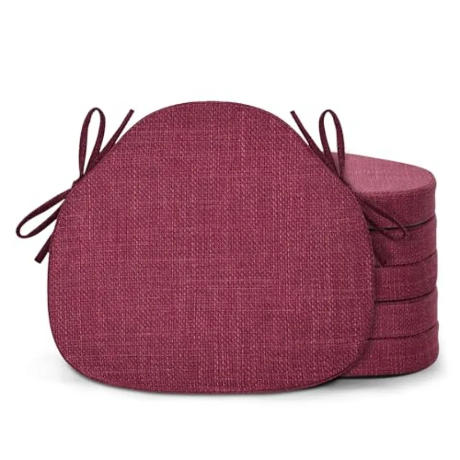 

Комплект из 6 подушек для обеденных стульев: высокоэластичные поролоновые подушки для сидений в стиле Виндзор, подушки для кухонных стульев с завязками и текстурированным чехлом, 6 шт.