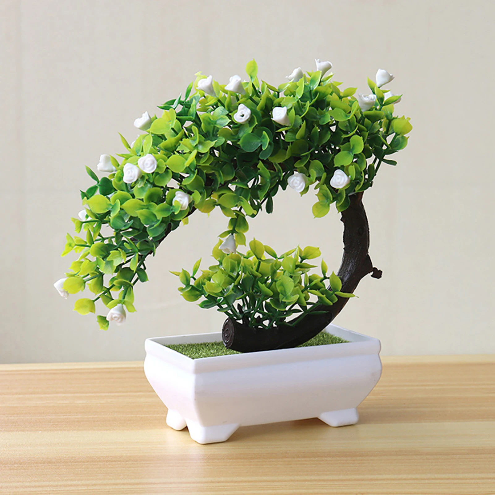 Artificial Plant Potted Bonsai Green Small Tree Plants Ornaments Realistic Everlasting Plastic Lifelike Potted Flower Decor