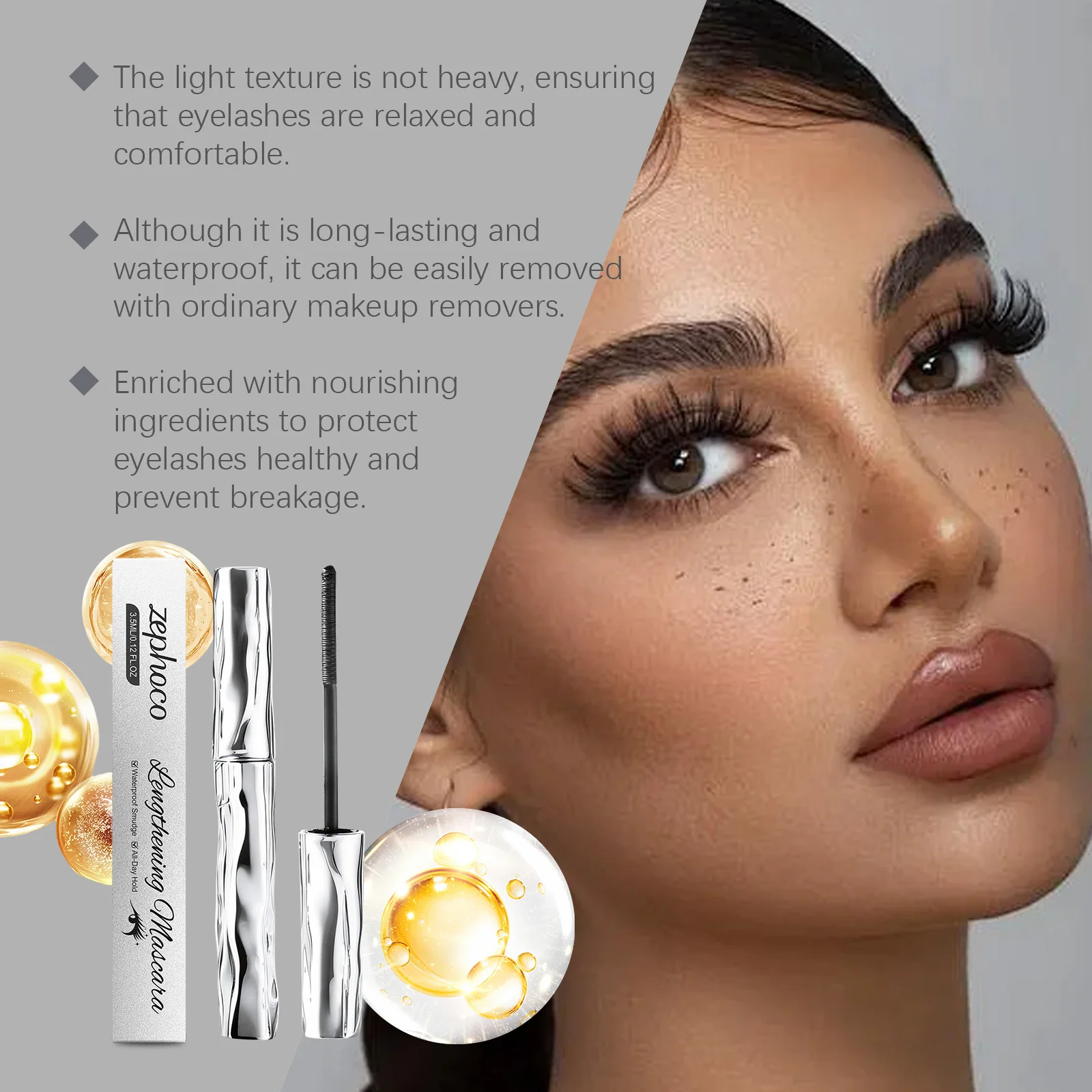 4D Silk Fiber Lash Mascara Extreme Volume and Lengthening Dramatic False Lash Effect Clump-Free Long-Lasting Formula Jet Black