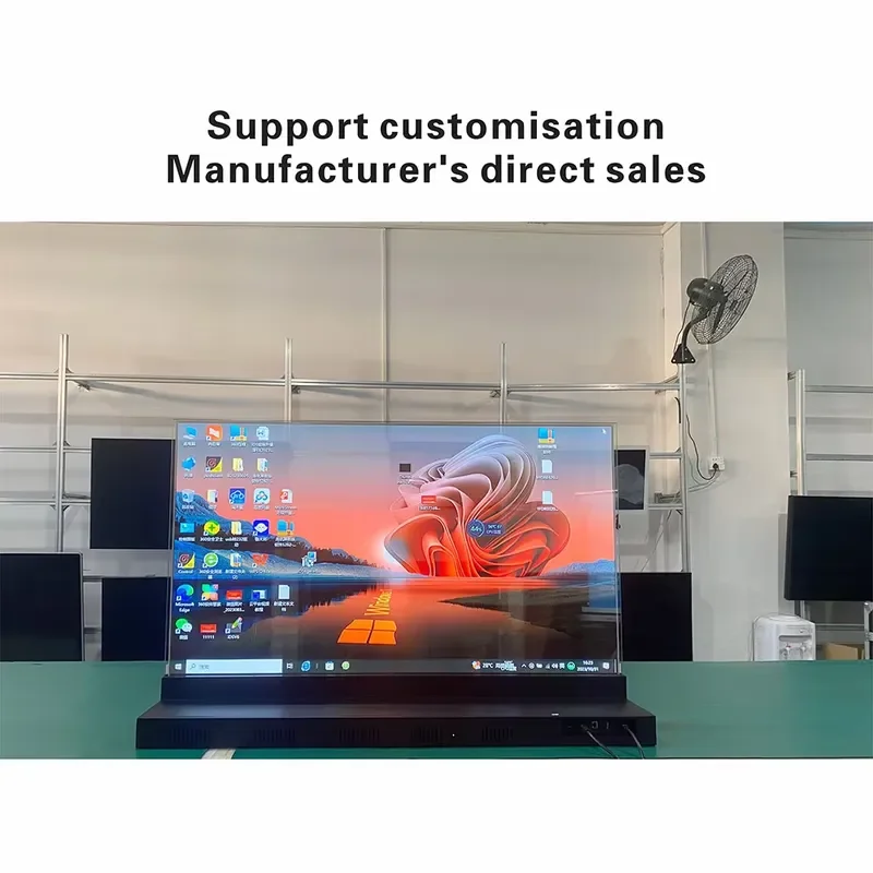55 Inch Capacitive Touch Transparent OLED Interactive Digital Signage Display with Animation for Jewelry Store Showcase