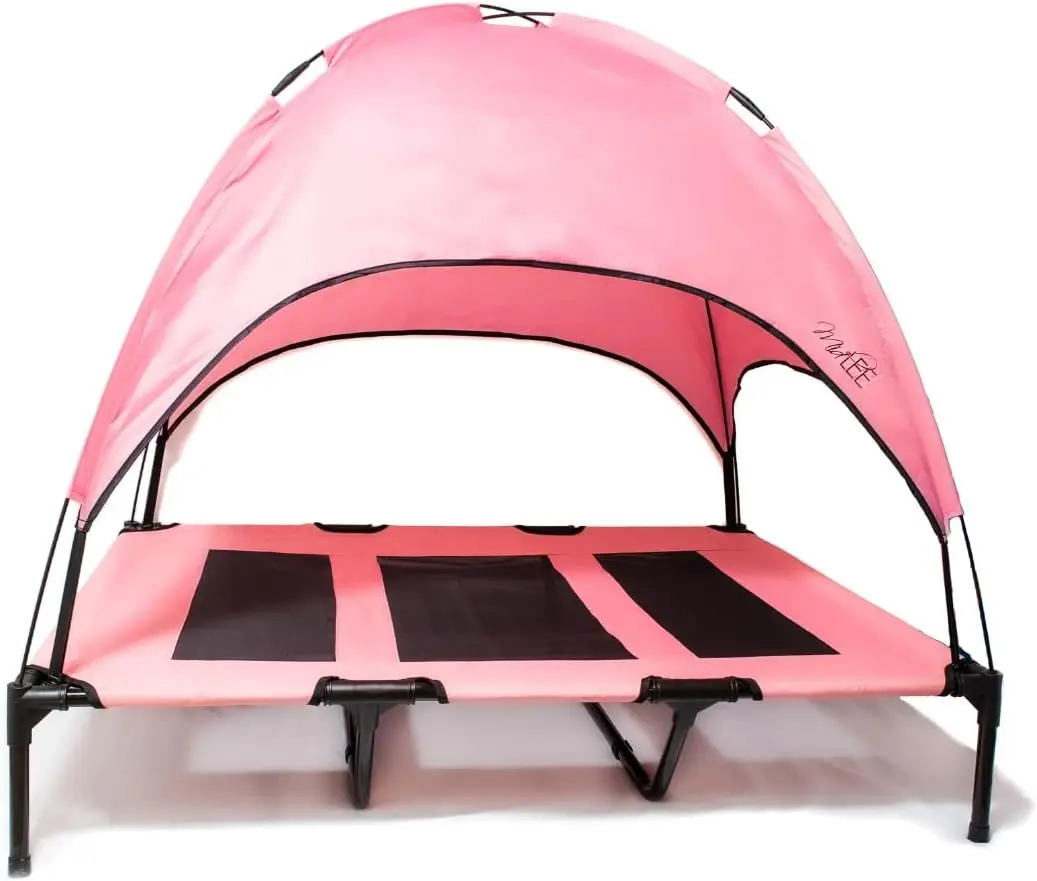 

Pink Dog Cot Bed With Canopy (X-Large)- 36"" X 48""