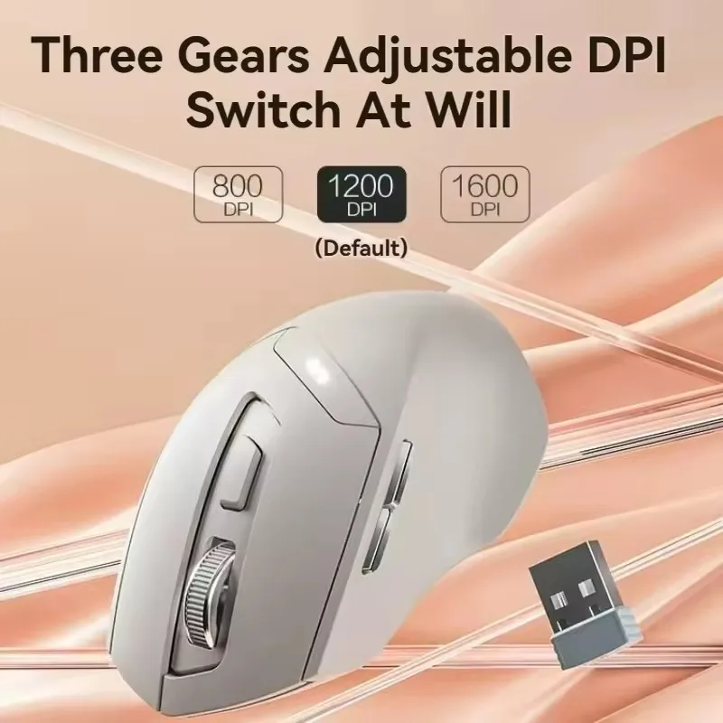 INPHIC DR6 BluetOoth 5.0 Wireless Mouse Rechargeable 2.4 Tri-Modes 1600dpi Mute Mouse for iPad Laptop Desktop Mac Android