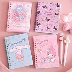 Cute Cartoon Hello Kitty A6 Notebook Kawaii Cinnamoroll Kuromi My Melody Anime Notepad Student School Office Stationery Supplies