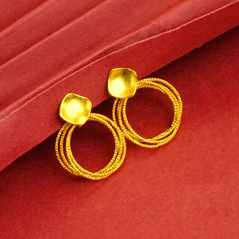 KISS&FLOWER Gold Round Stud Earrings for Women Party Birthday Wedding Christmas Bride Girlfriend Mother Ladies Gifts ER439