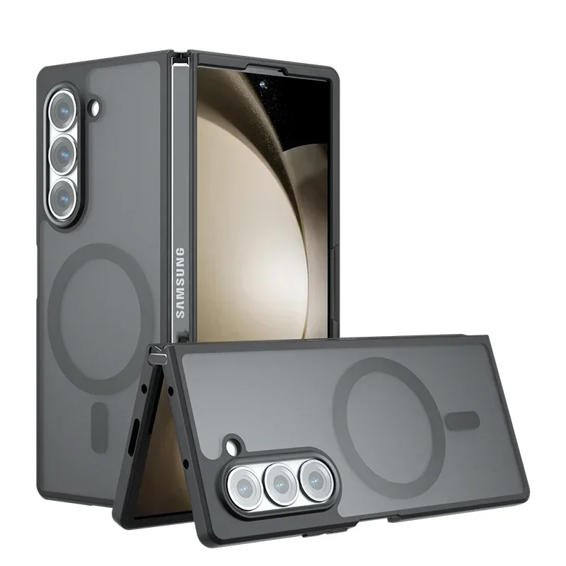 Rüstung stoß feste Handy hülle für Samsung Galaxy Z Fold 6 Magsafe magnetische harte Schutz matte Rückseite Abdeckung