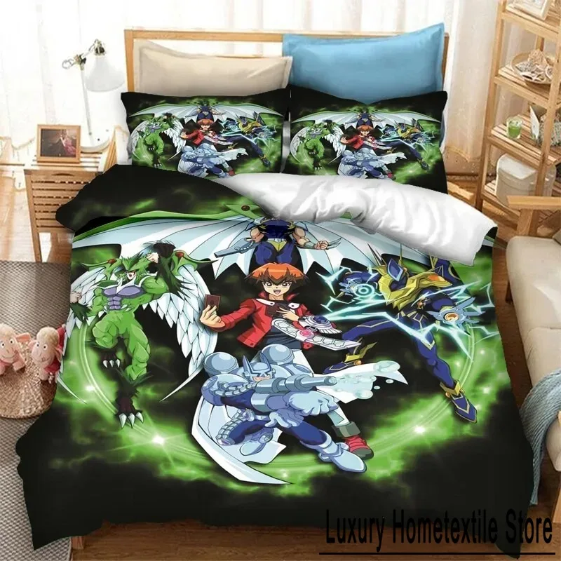 Anime Yu Gi Oh Duel Yugi Bedding Set Boys Girls Twin Queen Size Duvet Cover Pillowcase Bed Boys Adult Fashion Home Textileextile