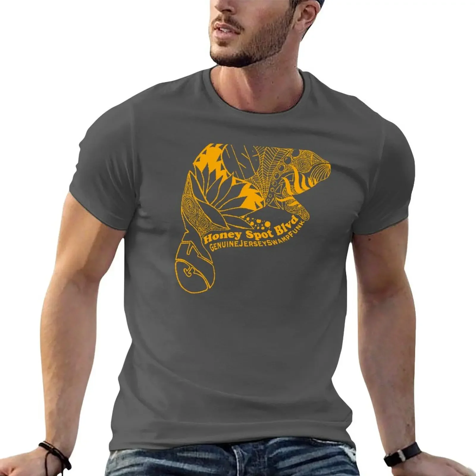 Honey Spot Blvd - Beaver Yellow T-shirt funnys oversizeds mens white t shirts