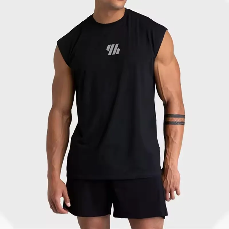 2025 Letnia nowa kamizelka na siłownię Mężczyźni szerokie ramię Bez rękawów Sportowy Tank Top szybkoschnący siatkowy T-shirt Fitness Running Tank Top mężczyźni topy