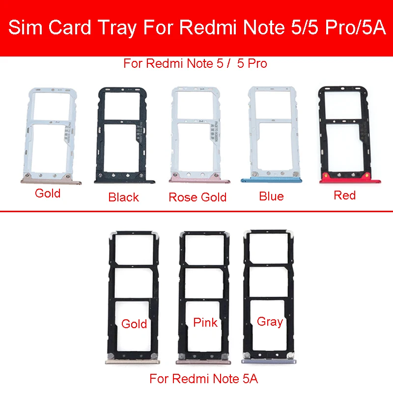 Sim Card Tray Adapter For Xiaomi Redmi Hongmi Red Rice Note 5 5A 5 Pro Sim Card Holder Slot Replacement Repair Parts