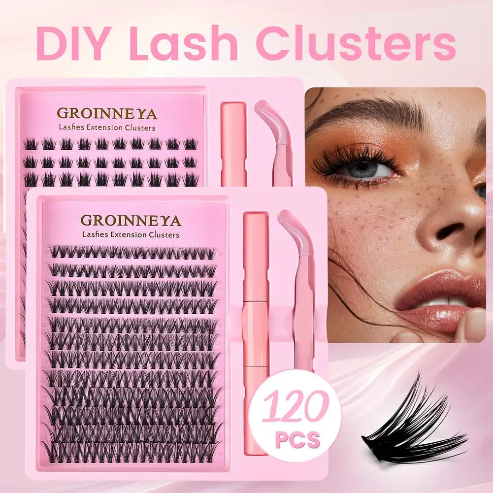 Kit de cils en grappes DIY, ensemble complet, 8-16 mm, mélange avec des pinces, cils réutilisables pour une application personnelle, maquillage, extensions de cils individuelles