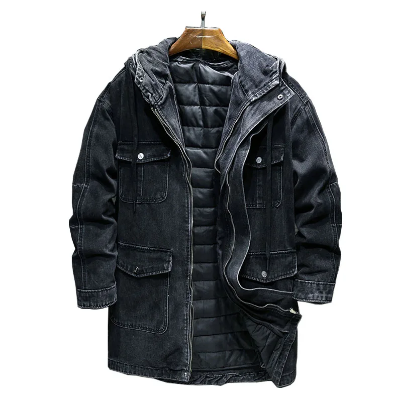 

Mcikkny Men Antumn Winter Casual Jeans Jackets Plush Lined Black Denim Overcoats For Male Parka Size M-3XL Thermal