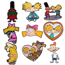 Hey Arnold! Classic Cartoon Lapel Pins for Backpacks Enamel Pins Badges Brooches for Clothing Fashion Jewelry Accessories