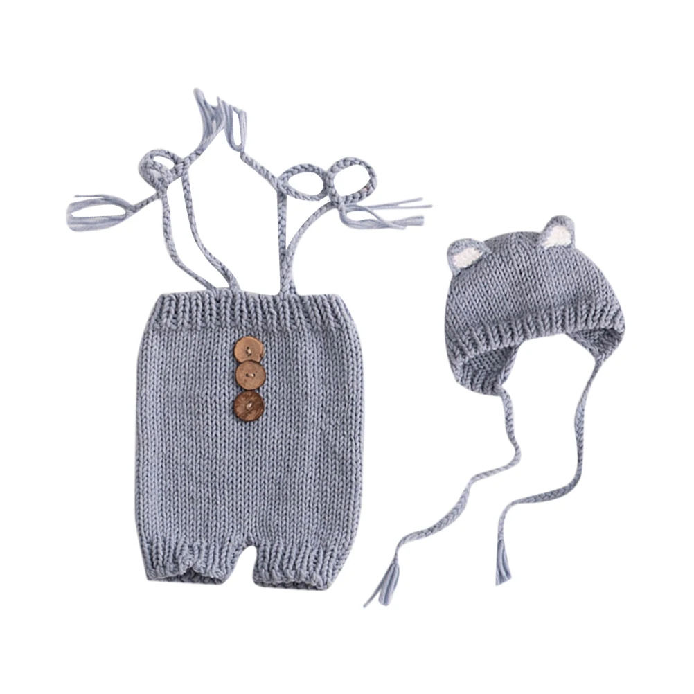 

Baby Knitted Fox Sweater Light Grey Exquisite Crochet Newborn Photo Prop Baby Costume Infant Clothes Newborn Photography Props