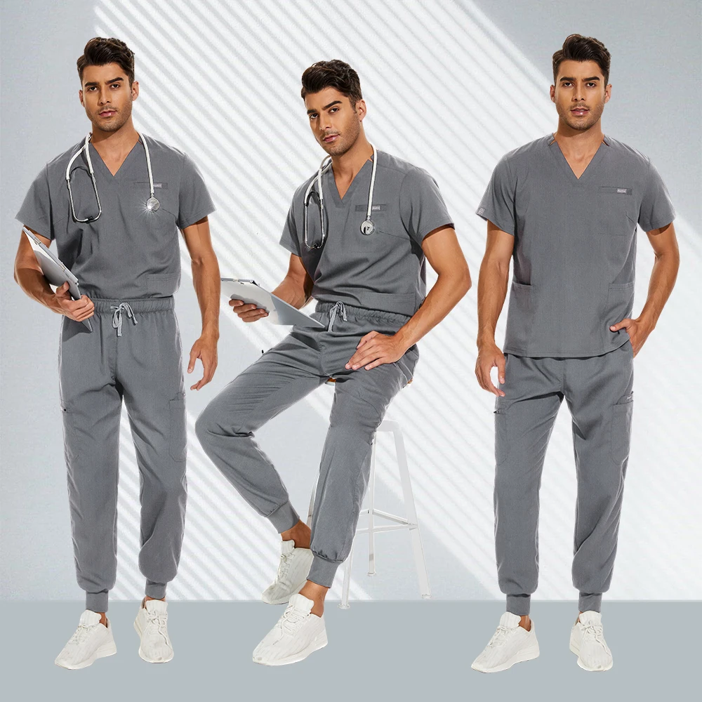Krankenhaus Arzt Pflege Set Unisex Großhandel Casual Jogger Anzüge Kurzarm V-ausschnitt Tops Krankenschwester Hosen Apotheke Medizinische Uniformen – Detail 10