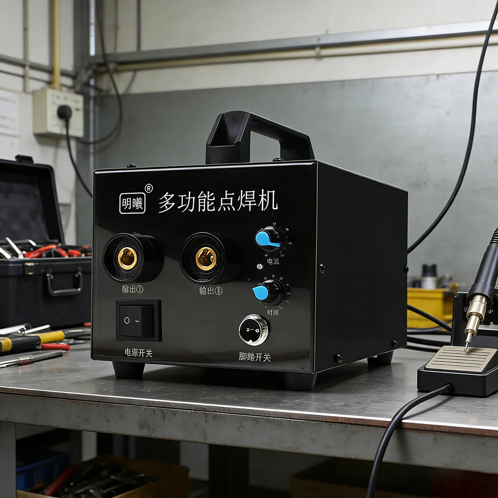 

220V Multi-Function Spot Welder Machine, Portable DIY Welding Tool Dual Welding Ports, for Battery Pack 18650/21700 Cells