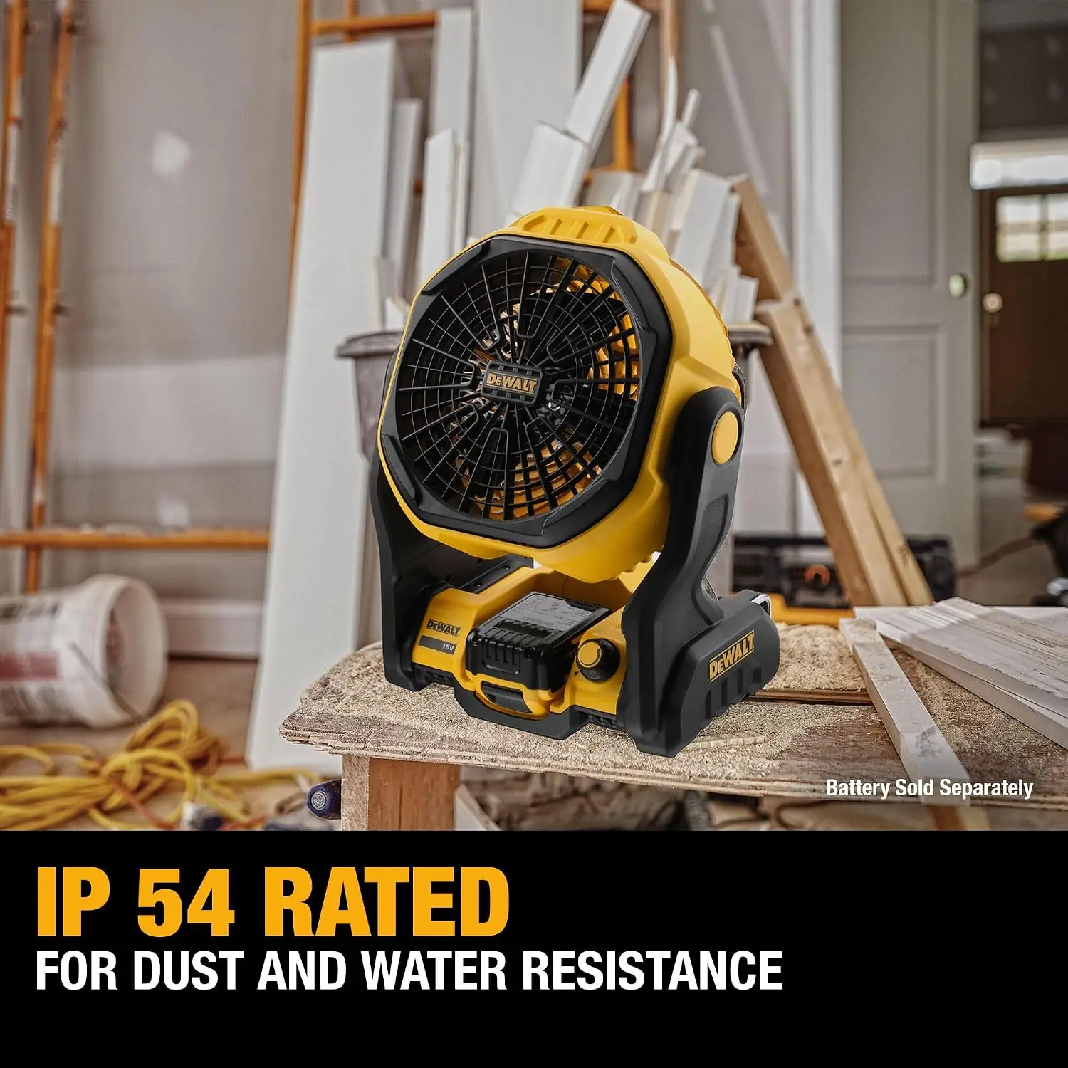 DEWALT 20V MAX Portable Jobsite Fan DCE512,650 CFM High Velocity Airflow with Multiple Mounting Options Freestanding/Hang/Wall
