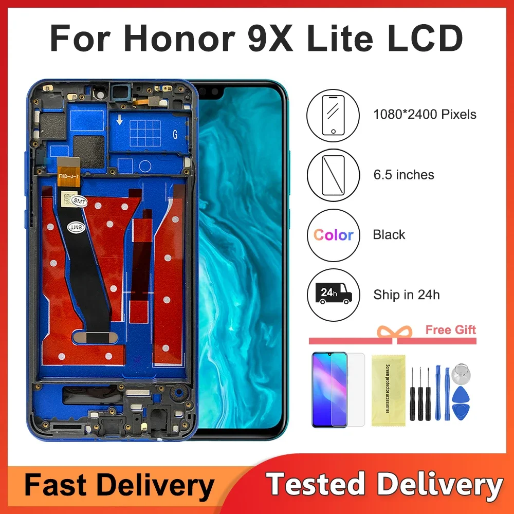 

100% протестированный 6,53-дюймовый ЖК-дисплей для Honor 9X Lite с рамкой для JSN-L21, JSN-L22, JSN-L23, экранный дисплей