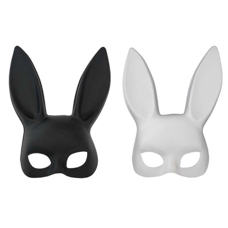 Blanc noir femmes fille Sexy lapin longues oreilles masque Halloween fête Cosplay