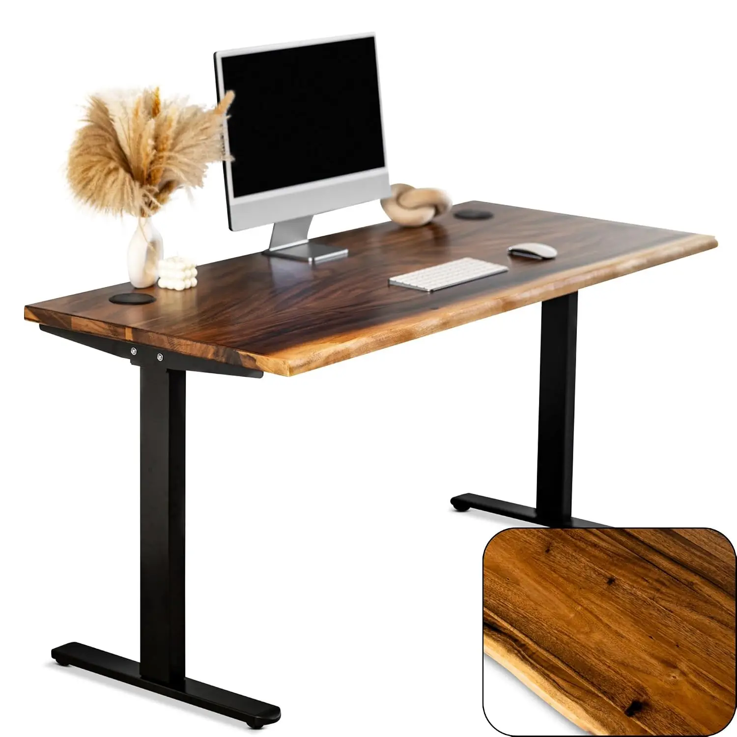 Walnut Solid Wood Standing Desk Live Edge Home Office 60x27, Customized