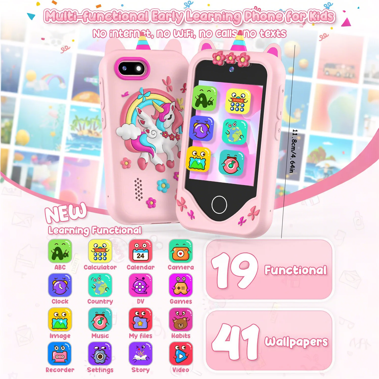 ของเล่นสมาร์ทโฟนสำหรับเด็ก พร้อมเกมในตัว 44 เกม โทรศัพท์ของเล่นอเนกประสงค์ ของขวัญคริสต์มาสและวันเกิดที่สมบูรณ์แบบสำหรับเด็ก