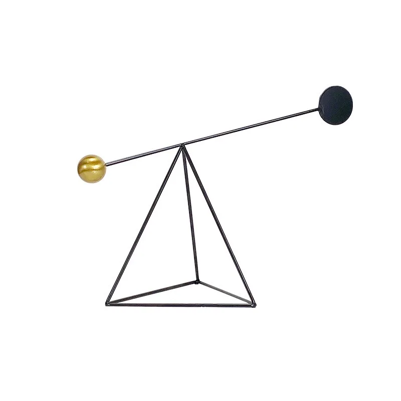 

Modern Abstract Balance Sculpture, Geometric Metal Wire Ornament