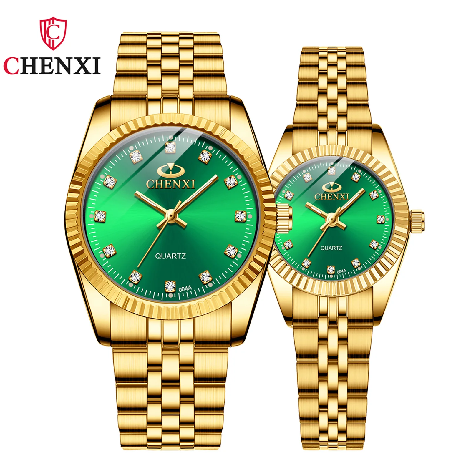 Golden Couple Watches Luxury Brand CHENXI Waterproof Stainless Steel Quartz Men and Women Vintage Fashion Clock Couples Gifts