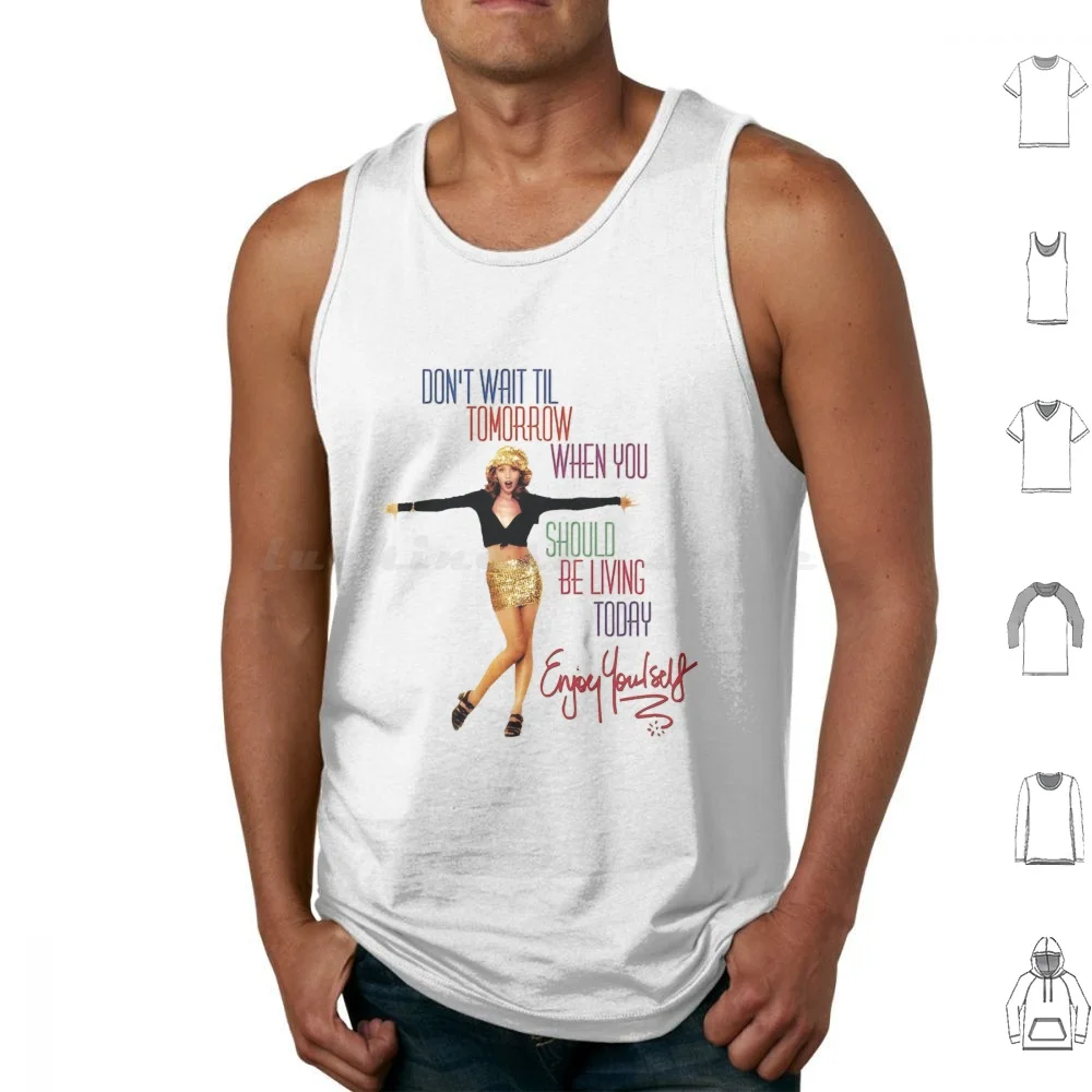 Kylie Enjoy Yourself Fitted Scoop Tank Tops Print Cotton Kylie Minogue Kylie Christmas Christmas Holidays Festive Christmas