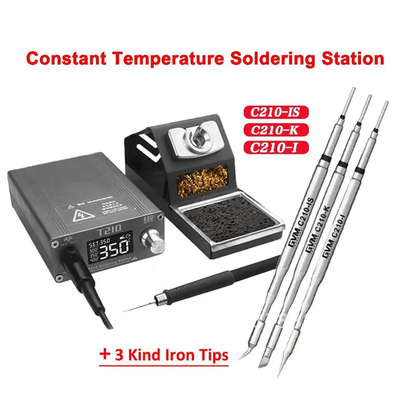 

GVM T210 Digital Display Adjustable Temperature Soldering Station 2S Melting Tin for Mobile Phone Repair Welding with C210 Tips