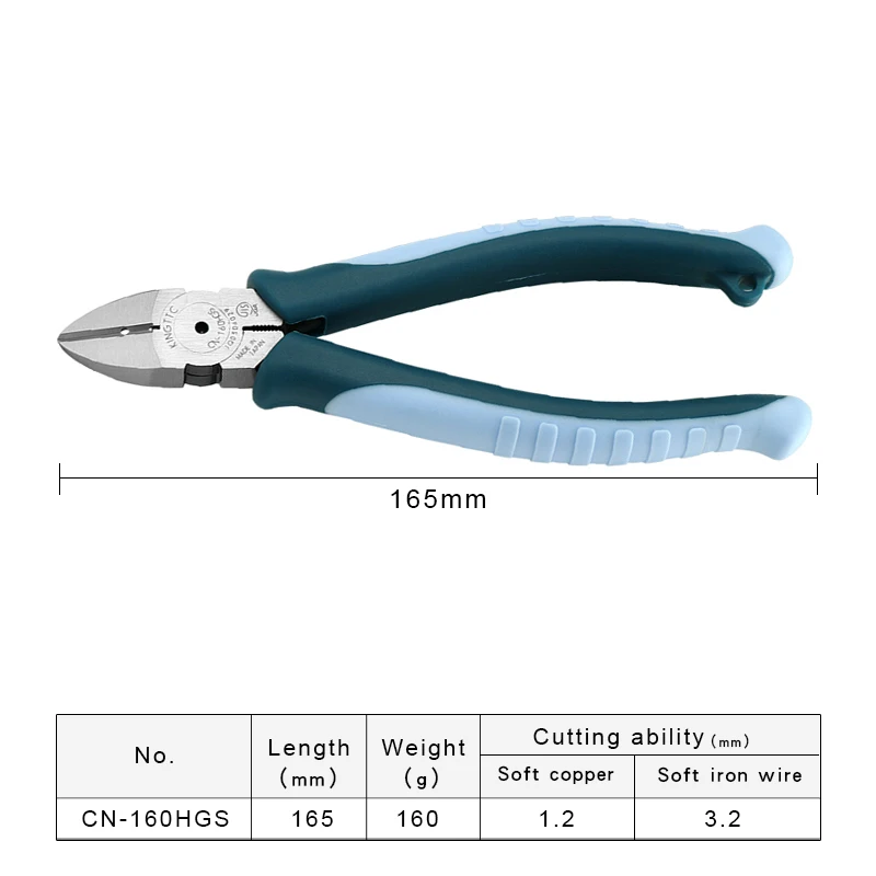 TSUNODA King TTC Diagonal Plier Wire Cutter for Copper and Iron Wires Etc Cutting Pliers with Stripping Hole CN-160HGS