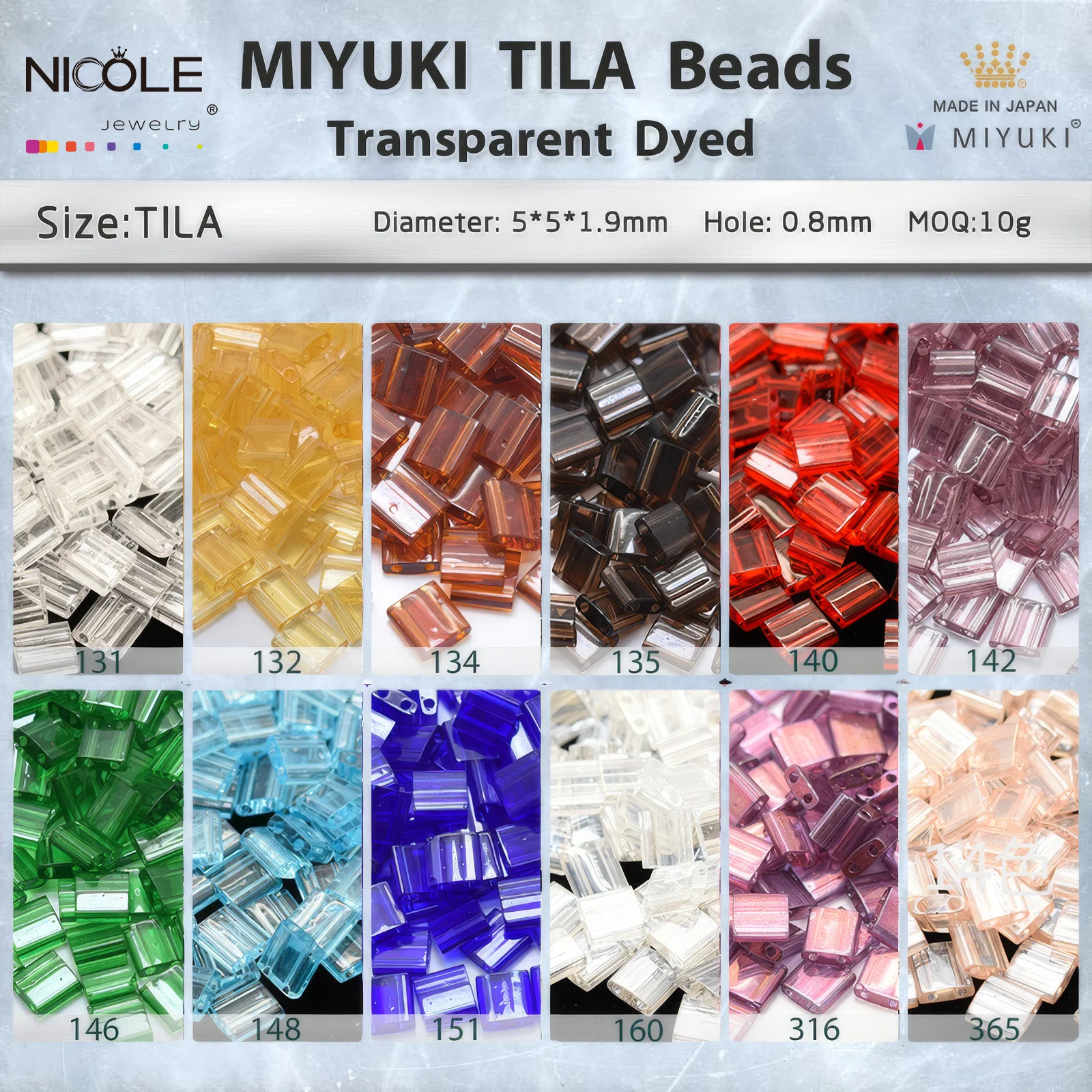 2-Hole MIYUKI TILA Beads 5*5*1.9mm Transparent Dyed Series Japanese Seed Bead for Bracelet Necklace Earring Jewelry Making