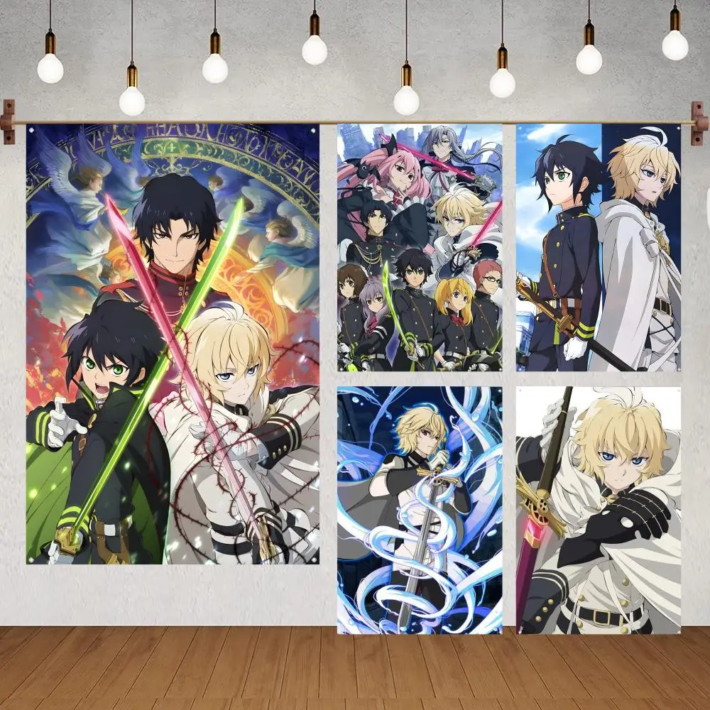Vampire Seraph Of The End Flags Flags for indoor decoration with no edging and four corner rings for easy hanging
