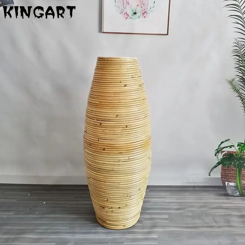 Rattan Floor Vase Large Size Handmade Weaving Cane Ins Style Tall Floor Vase Window Decoration Living Room Big Floor Vase K480