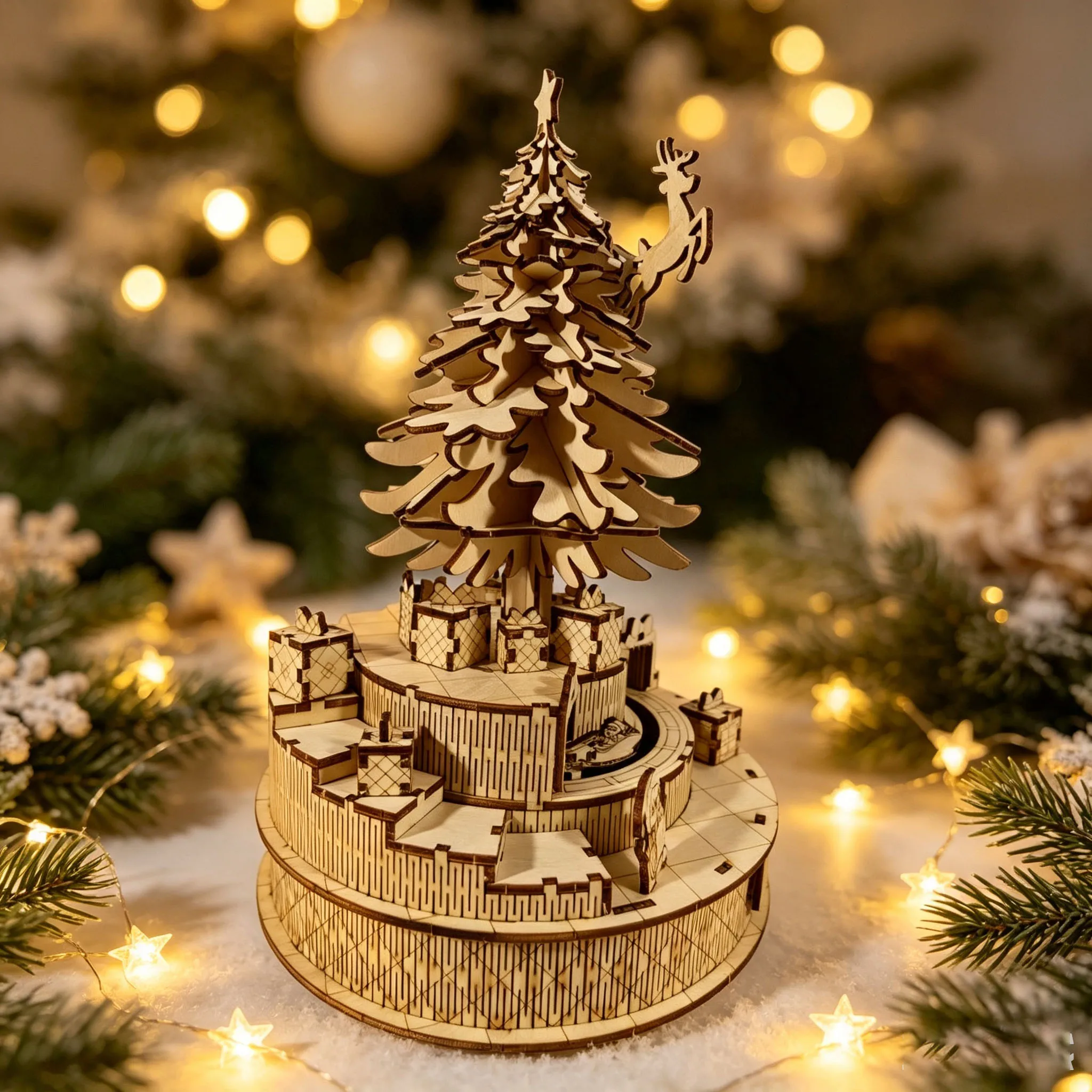 Christmas Cedar 3D DIY Rotating Musical Model Kit—Creates a Warm, Festive Atmosphere And Makes a Perfect Christmas Gift
