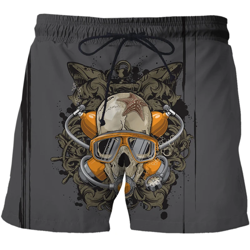 2022 Beach Pants Men's Horror Skull Pattern Shorts 3D-Printed Summer Beach Shorts Fashion Casual Men's Shorts Large XXS-4XL