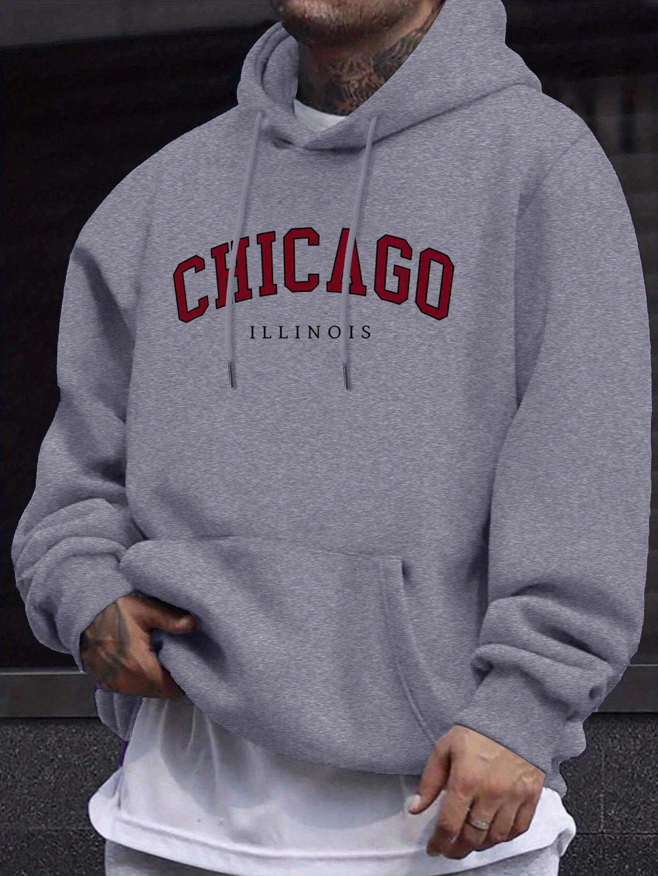 Chicago Illinois Letter Creative Print Mens Sweatshirts Oversized Street Pullovers New Autumn Streetwear Soft Casual Hoodie
