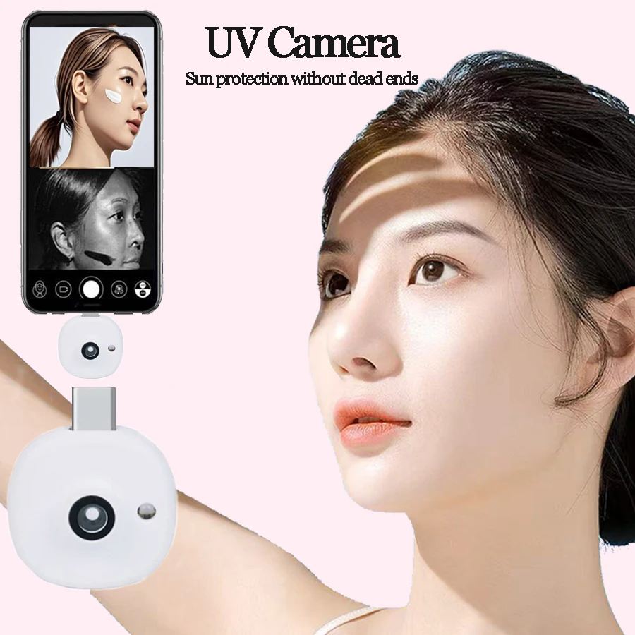 Mini UV Camera for iPhone Android Phone Visible Facial Sunscreen Protection Portable UV Camera for Sunscreen Test
