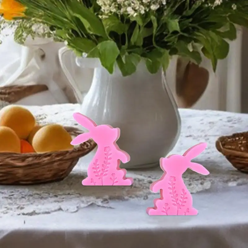 Ostern Kaninchen Silikon Form Hohle Blume Gedruckt Katze Hase Kerze Silikon Form DIY Handgemachte Aromatherapie Gips Harz
