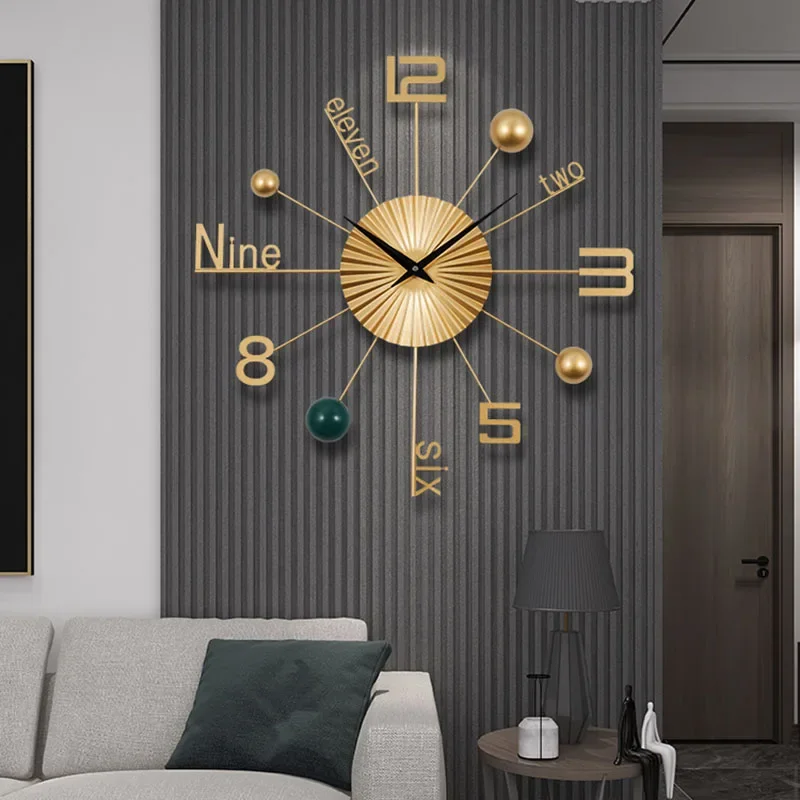 

Metal Large Wall Clock Modern Living Room Noiseless Quartz Wall Watch Luxury Mechanism Bedroom Relojes Pared Home Decor