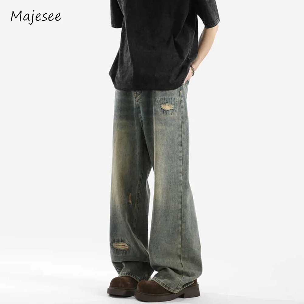 

Jeans for Men All-match Pockets Leisure Fashion High Street Vintage Simple American Style Students Full-length Spring Autumn Fit