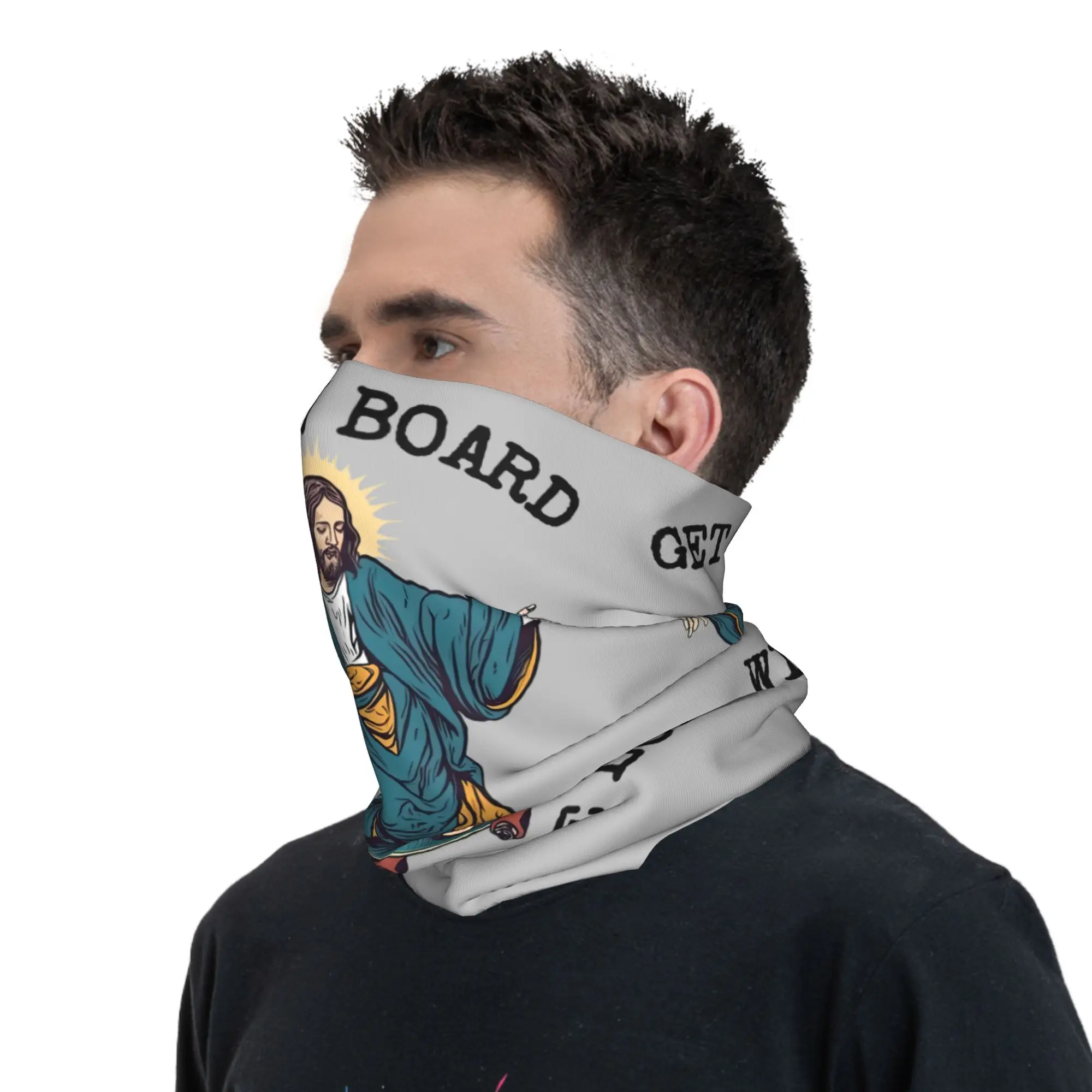 مخصص مضحك يسوع التزلج Longboard باندانا الشتاء الرقبة الرجال يندبروف التفاف الوجه وشاح للمشي كريستيان الجراب عقال #6