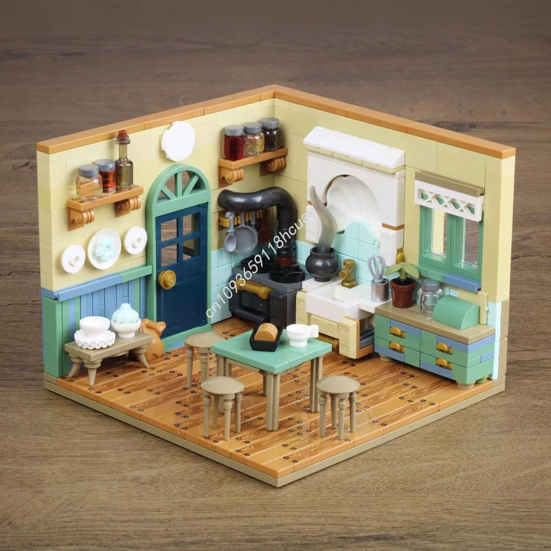 

530 шт. MOC винтажные кухонные строительные блоки, рождественские вдохновения, неограниченное количество творчества для творческих строителей, образовательный подарок ребенку