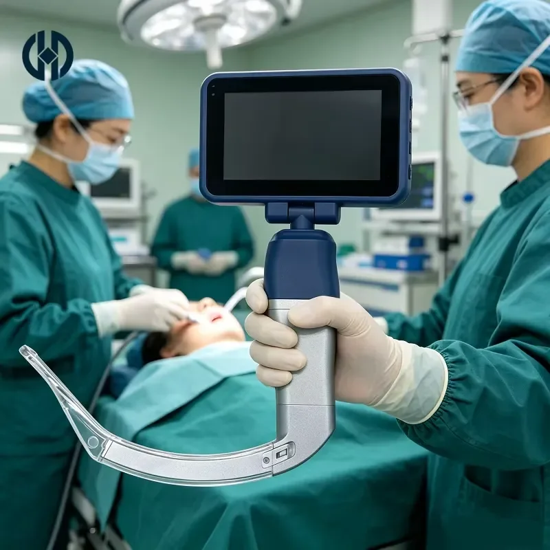 Full Digital Imaging Video Laryngoscope with One Touch Record for Clinical Intubation Teaching and Hospital Use