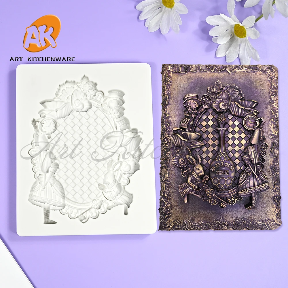 Princess Frame Relief Design Silicone Mold Fondant Chocolate Cake Mould DIY Resin Clay Making Model Home Decorating Tools Baking