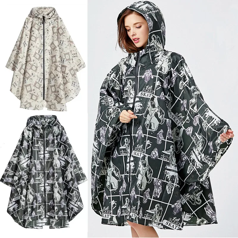 

Print Female Rain Coat Woman Waterproof Girl's Raincoats Poncho Cloak Trench Tarp Eco-friendly