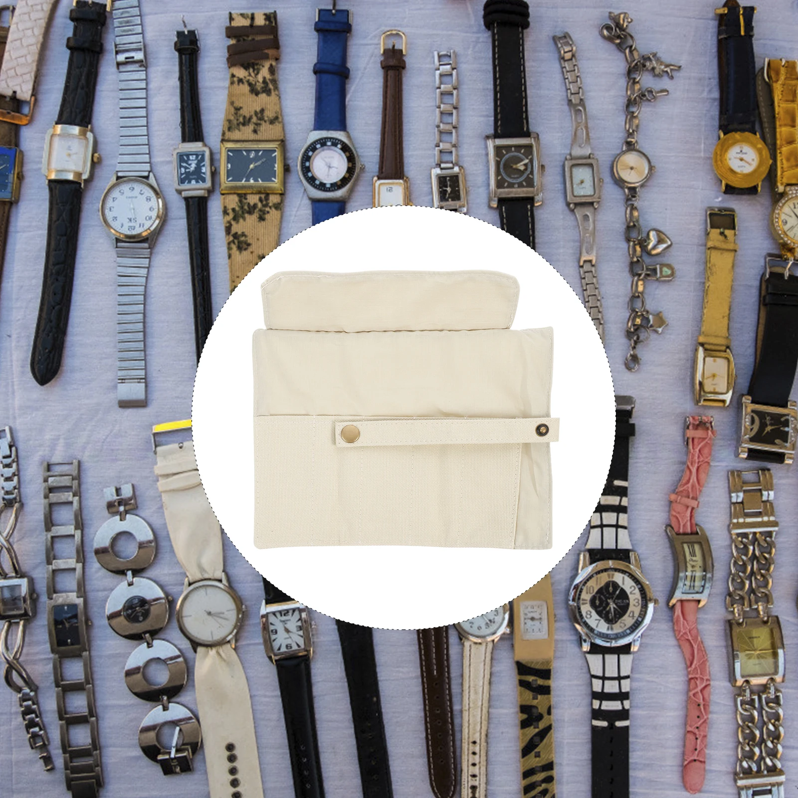 

Canvas Watch Roll Bag Travel Organizer Storage Case Multiple Watches Portable Jewelry Pouch Lightweight Roll Any Handbag