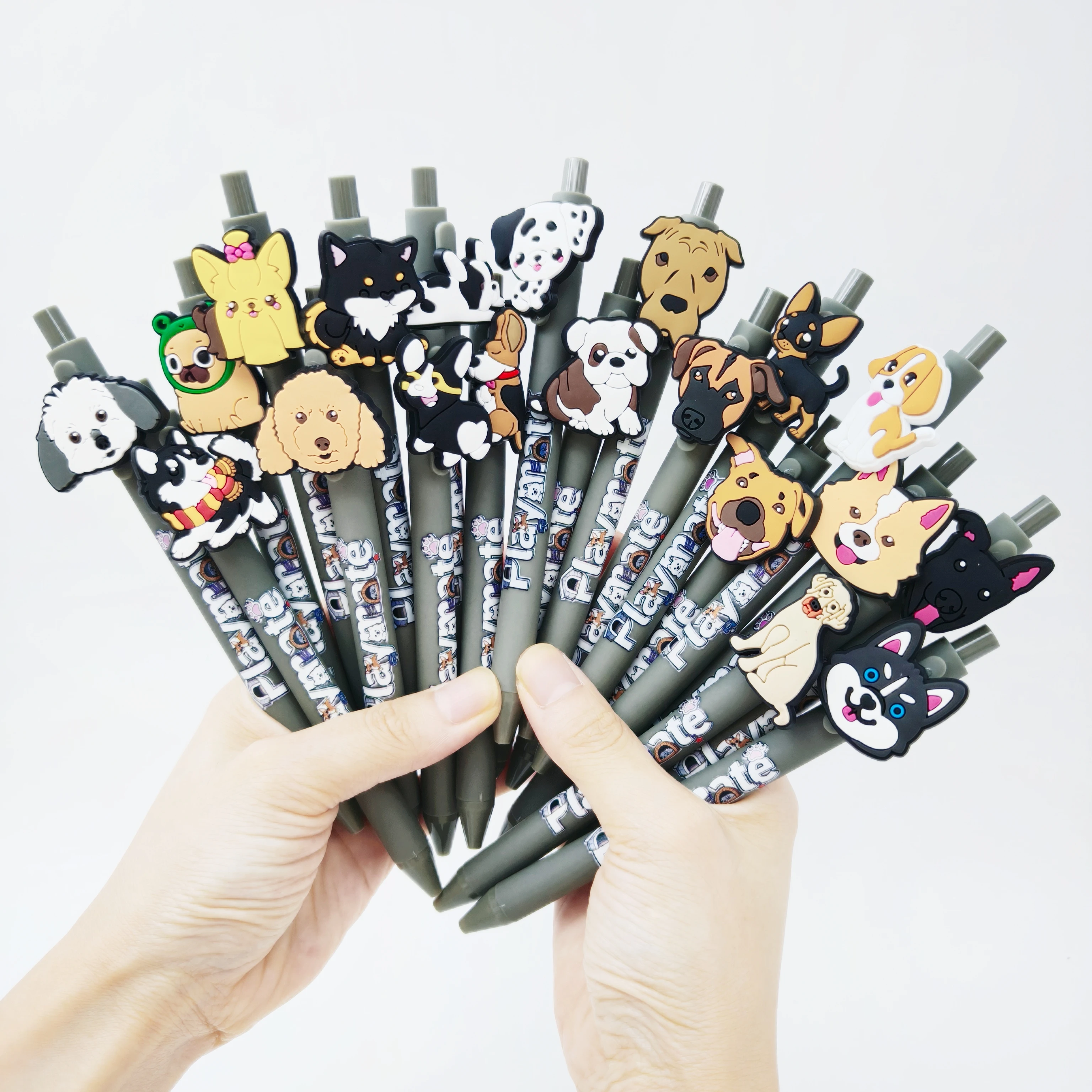 

8 шт./14 шт., шариковая ручка в стиле домашних собак, темно-серая гелевая ручка с цветной печатью, канцелярские принадлежности, подарок, шариковая ручка